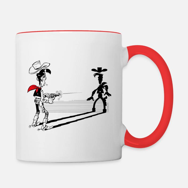 Lucky Luke Plus Rapide Que Son Ombre - Mug contrasté - blanc/rouge