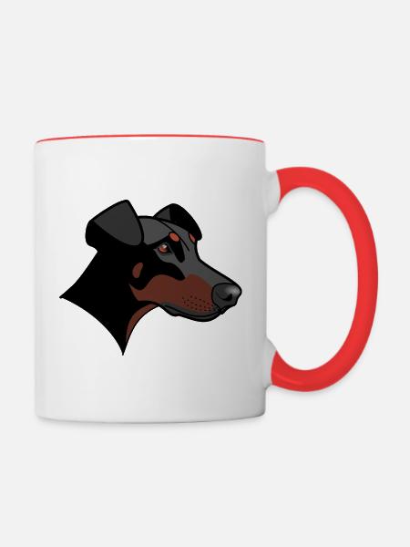 Dobermann - Nessie - Tasse zweifarbig - Weiß/Rot