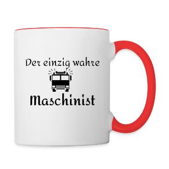 Feuerwehr Maschinist - Tasse zweifarbig - Weiß/Rot - Rechts