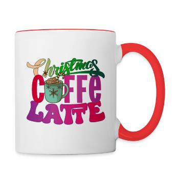 Christmas Caffe Latte Weihnachten xmas Kaffee - Tasse zweifarbig - Weiß/Rot - Rechts