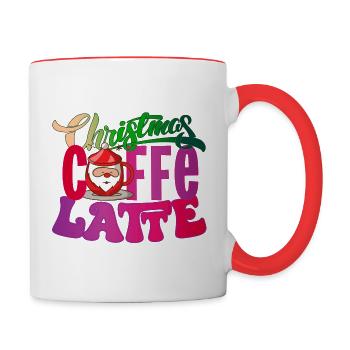 Christmas Caffe Latte Weihnachten xmas Kaffee - Tasse zweifarbig - Weiß/Rot - Rechts