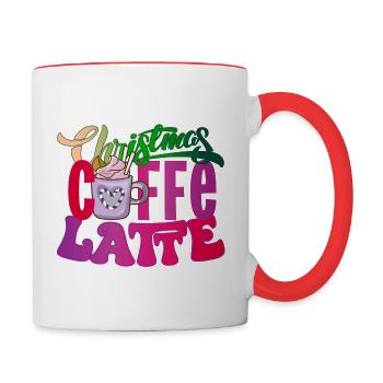 Christmas Caffe Latte Weihnachten xmas Kaffee - Tasse zweifarbig - Weiß/Rot - Rechts