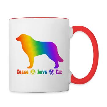 Pyrenean mountain dog, fully customizable as desired - Contrasting Mug - white/red - Right