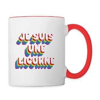 JE SUIS UNE LICORNE - Mug contrasté - blanc/rouge - Droite