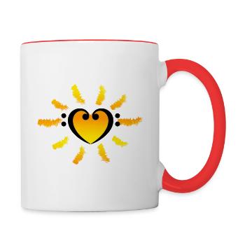 Bass Heart Music Sun Festival DnB Bass Key - Contrasting Mug - white/red - Right