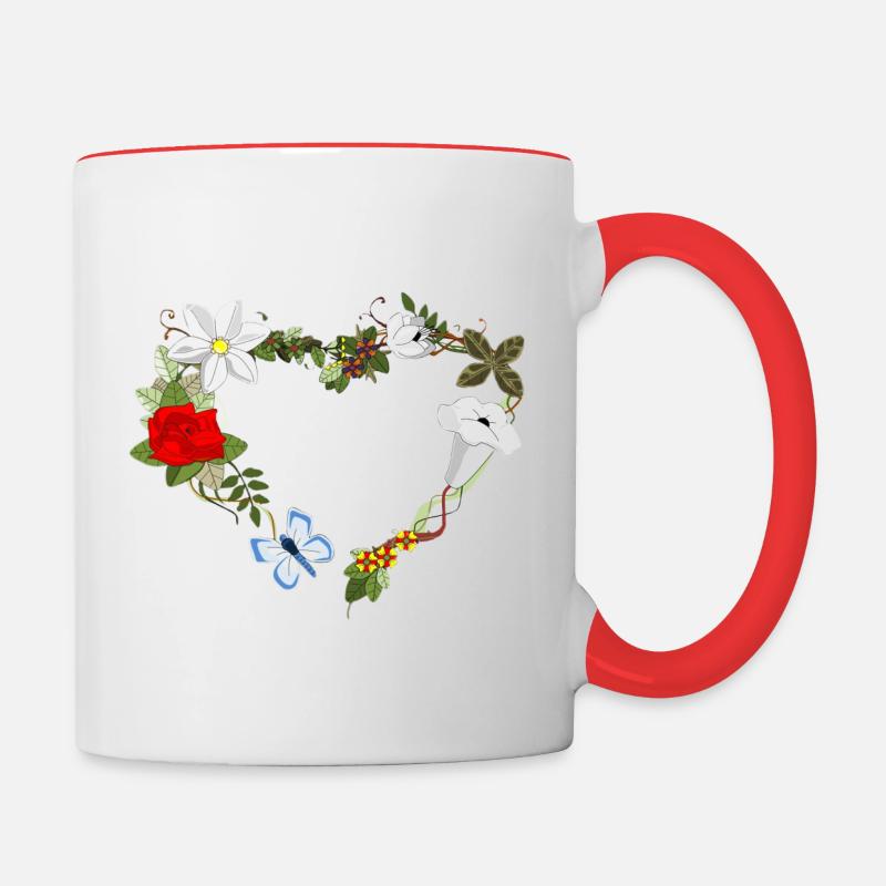 Wedding pattern - Contrasting Mug - white/red