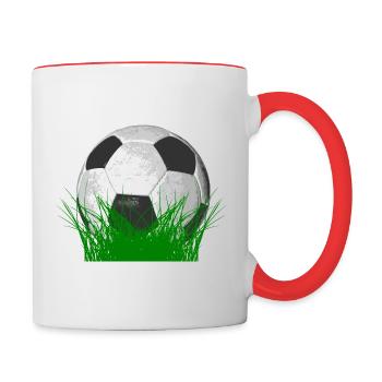 Soccer ball in the grass - Contrasting Mug - white/red - Right