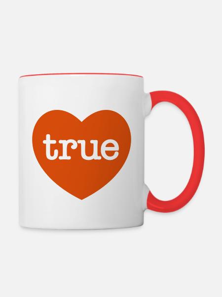 WAHRE LIEBE Herz - Tasse zweifarbig - Weiß/Rot