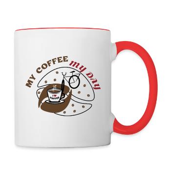 Coffee and bike - Contrasting Mug - white/red - Right