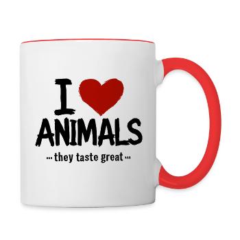 Love of animals with taste – For passionate hunters - Contrasting Mug - white/red - Right
