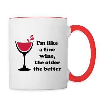 Comme un bon vin 2c - Comme un bon vin - Mug contrasté - blanc/rouge - Droite