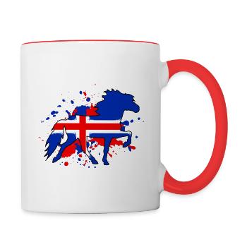 Isländer im Tölt - Tasse zweifarbig - Weiß/Rot - Rechts