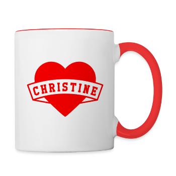 Christine Herzen - Tasse zweifarbig - Weiß/Rot - Rechts