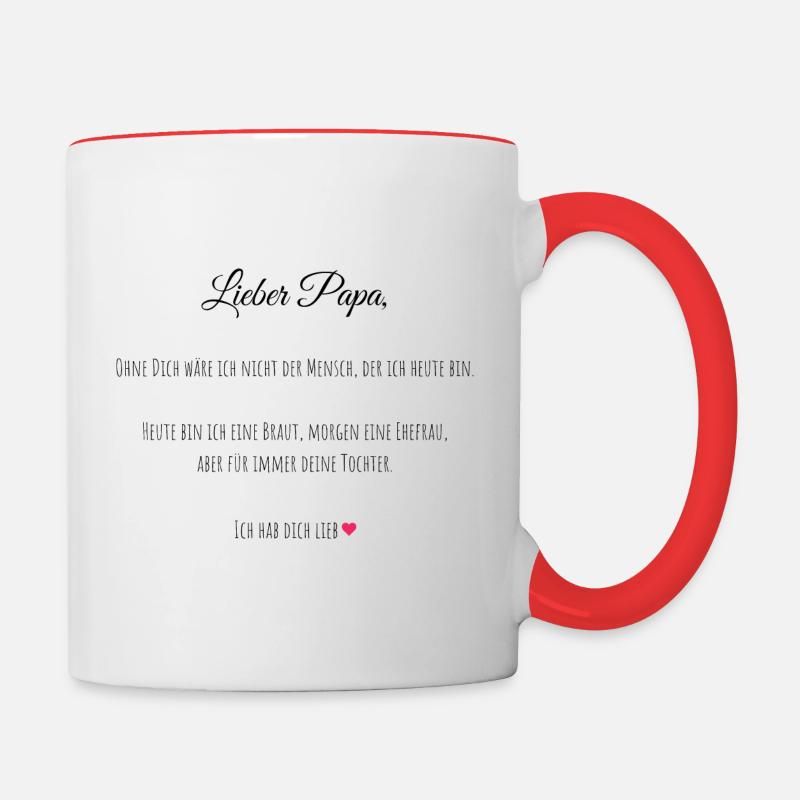 Brautvater Tasse, Vater der Braut Geschenkidee - Tasse zweifarbig - Weiß/Rot