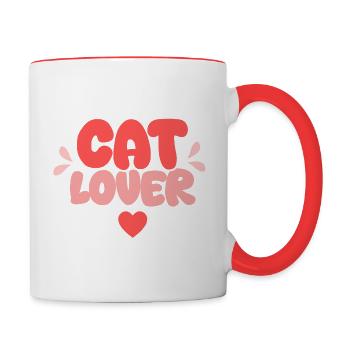 Cat Lover - Tasse zweifarbig - Weiß/Rot - Rechts
