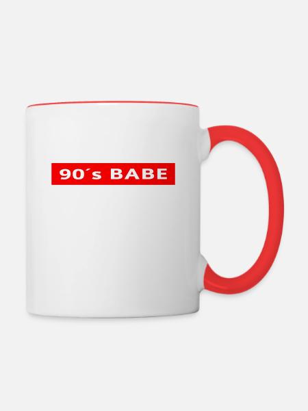 90 s Babe - Tasse zweifarbig - Weiß/Rot