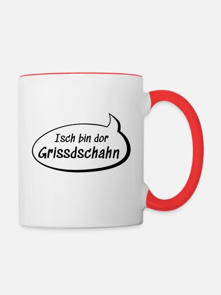Isch bin dor Grissdschahn Christian auf sächsisch - Tasse zweifarbig - Weiß/Rot