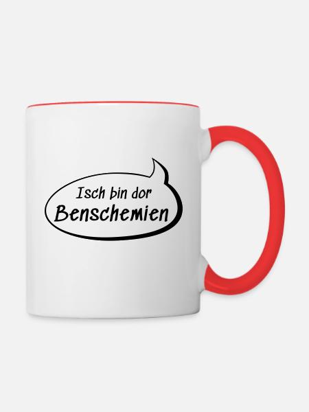 Isch bin dor Benschemien Benjamin sächsisch lustig - Tasse zweifarbig - Weiß/Rot