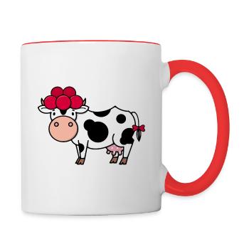 Little Black Forest cow - Contrasting Mug - white/red - Right