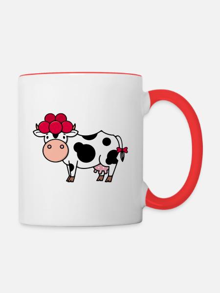 Kleine Schwarzwaldkuh - Tasse zweifarbig - Weiß/Rot