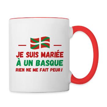 Femme basque mariage humour - Mug contrasté - blanc/rouge - Droite