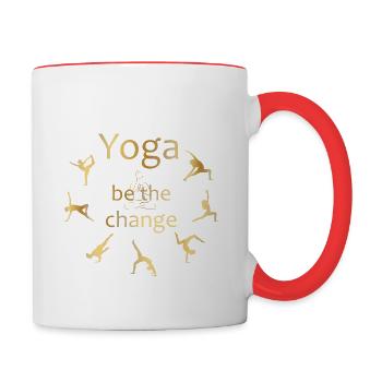 Yoga Shirt, Motiviation, Be The Change, Spirituell - Tasse zweifarbig - Weiß/Rot - Rechts
