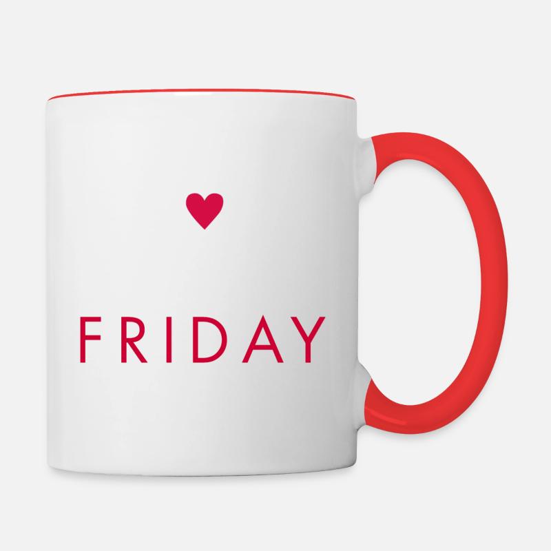 Happy Friday - Contrasting Mug - white/red