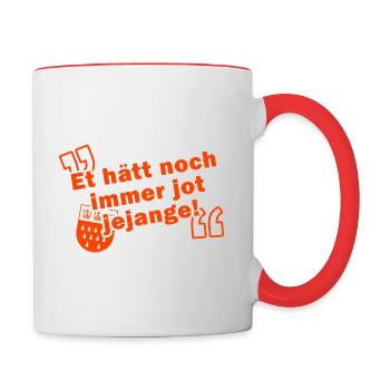 Et hätt noch immer jot jejange - Tasse zweifarbig - Weiß/Rot - Rechts