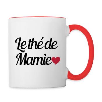 Le thé de Mamie - Mug contrasté - blanc/rouge - Droite