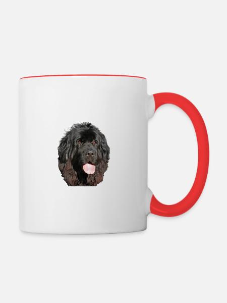 Neufundländerportrait - Tasse zweifarbig - Weiß/Rot