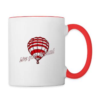 Ballon d’air chaud, vive ton rêve - Mug contrasté - blanc/rouge - Droite