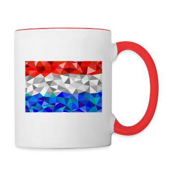 Luxemburg Flagge im low poly Stil - Tasse zweifarbig - Weiß/Rot - Rechts