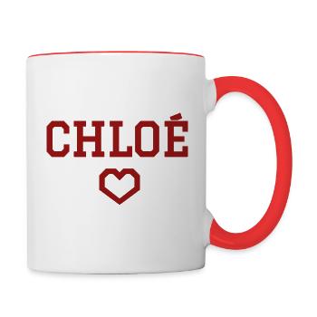 Chloé cœur - Mug contrasté - blanc/rouge - Droite