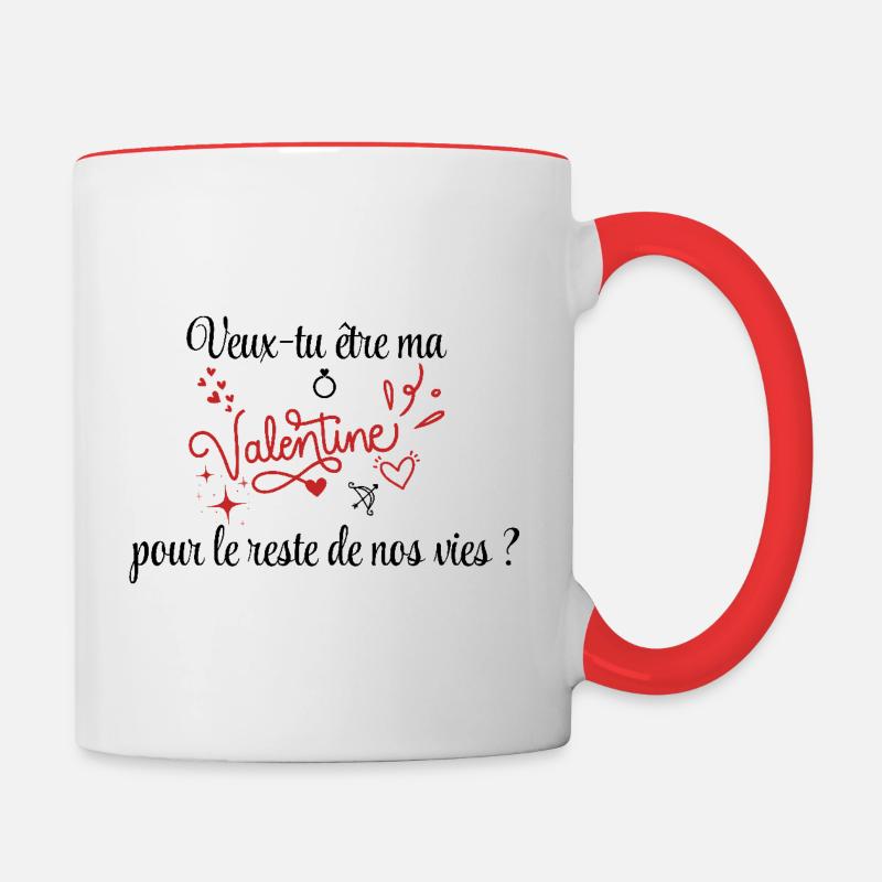 Demande en mariage, Saint-Valentin, Romantique - Mug contrasté - blanc/rouge