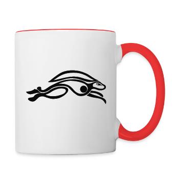 Celtic Leaping Hare Black - Contrasting Mug - white/red - Right
