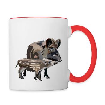 Wildschwein - Tasse zweifarbig - Weiß/Rot - Rechts