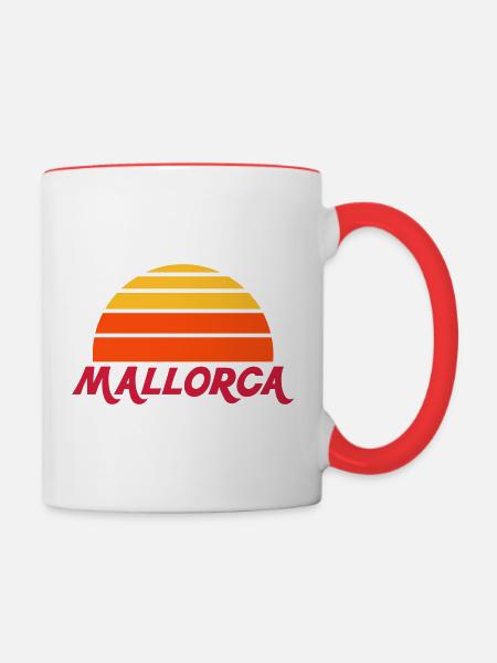 Mallorca (geteilte Halbsonne) - Tasse zweifarbig - Weiß/Rot