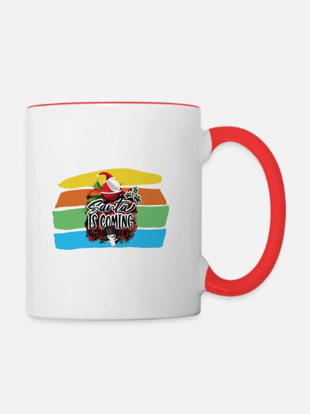 Santa IS Coming - Tasse zweifarbig - Weiß/Rot