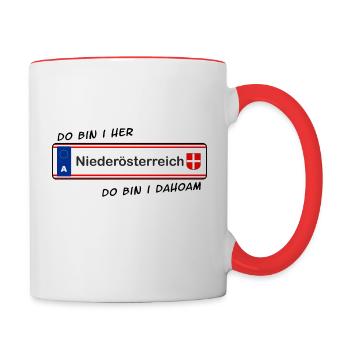 Niederösterreich - do bin i her - do bin i dahoam - Tasse zweifarbig - Weiß/Rot - Rechts