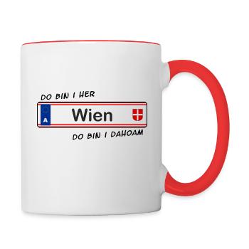 Wien - do bin i her - do bin i dahoam - Tasse zweifarbig - Weiß/Rot - Rechts