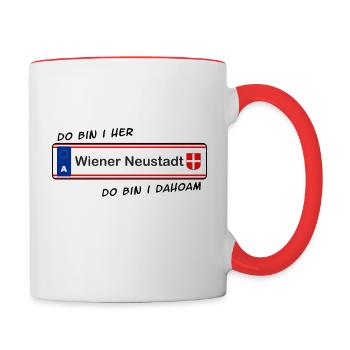 Wiener Neustadt - do bin i her - do bin i dahoam - Tasse zweifarbig - Weiß/Rot - Rechts