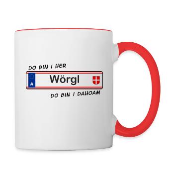 Wörgl - do bin i her - do bin i dahoam - Tasse zweifarbig - Weiß/Rot - Rechts