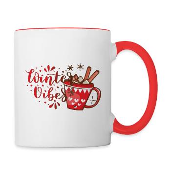 Cocoa Winter Vibes xmas christmas Weihnachten - Tasse zweifarbig - Weiß/Rot - Rechts
