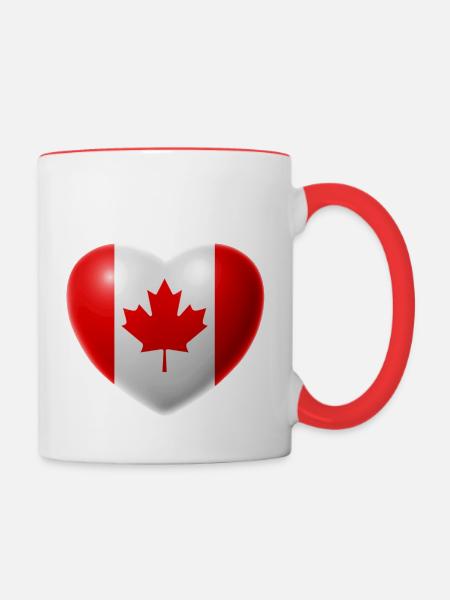Herz (Kanada / Canada) - Tasse zweifarbig - Weiß/Rot