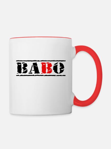 stempel babo schwarz rot - Tasse zweifarbig - Weiß/Rot