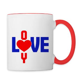 je t'aime - Mug contrasté - blanc/rouge - Droite
