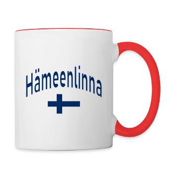 Hämeenlinna drapeau finlandais - Mug contrasté - blanc/rouge - Droite