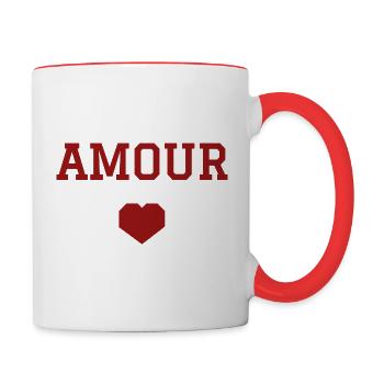 Amour cœur - Mug contrasté - blanc/rouge - Droite