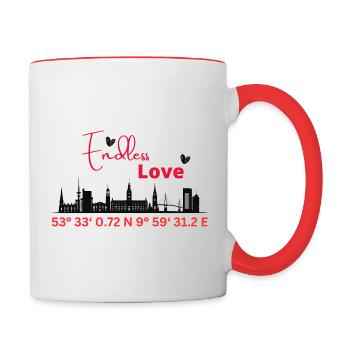Hamburg - Endless Love - Tasse zweifarbig - Weiß/Rot - Rechts