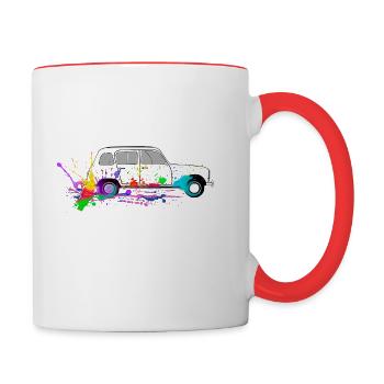 4L couleurs trophyste - Mug contrasté - blanc/rouge - Droite
